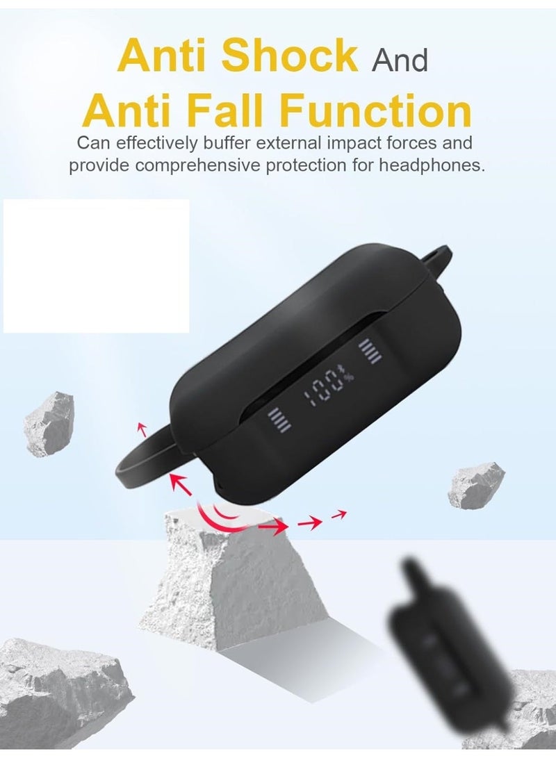 Case Compatible with Inker Soundcore P41i, Silicone Shockproof Protective Cover with Carabiner and Clear Light (Black) - Image 3